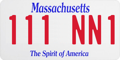 MA license plate 111NN1