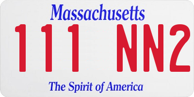 MA license plate 111NN2