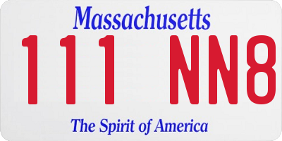 MA license plate 111NN8