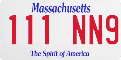 MA license plate 111NN9
