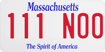 MA license plate 111NO0