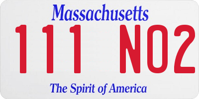MA license plate 111NO2