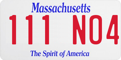 MA license plate 111NO4