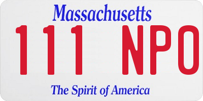 MA license plate 111NP0