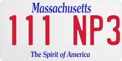 MA license plate 111NP3