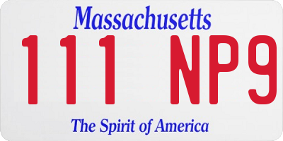 MA license plate 111NP9