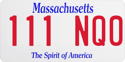 MA license plate 111NQ0