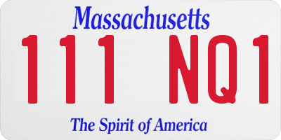 MA license plate 111NQ1