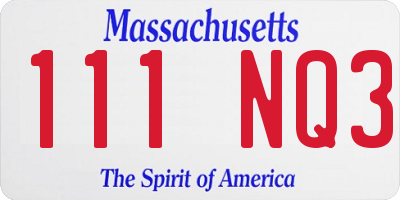 MA license plate 111NQ3