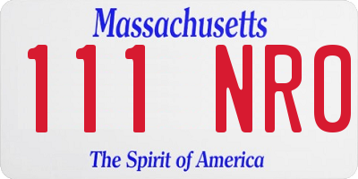 MA license plate 111NR0