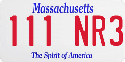 MA license plate 111NR3