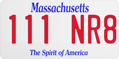 MA license plate 111NR8