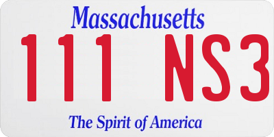 MA license plate 111NS3