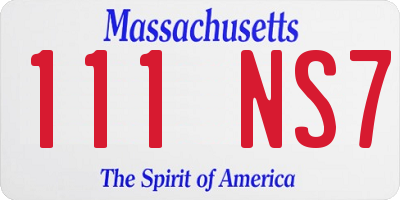 MA license plate 111NS7