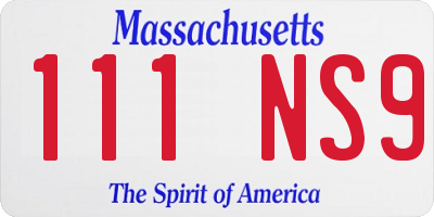 MA license plate 111NS9