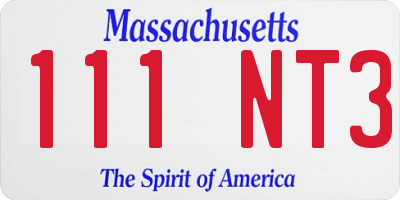 MA license plate 111NT3