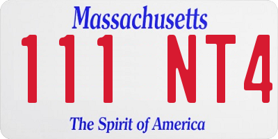 MA license plate 111NT4