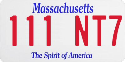 MA license plate 111NT7