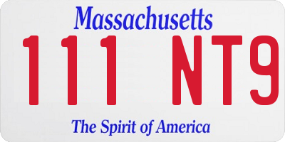 MA license plate 111NT9