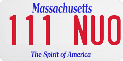 MA license plate 111NU0