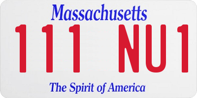 MA license plate 111NU1