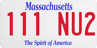 MA license plate 111NU2