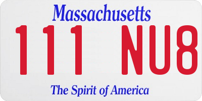MA license plate 111NU8