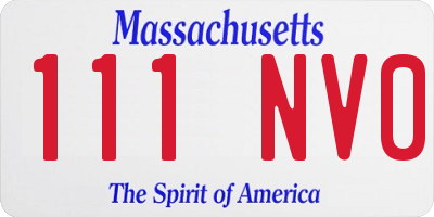 MA license plate 111NV0