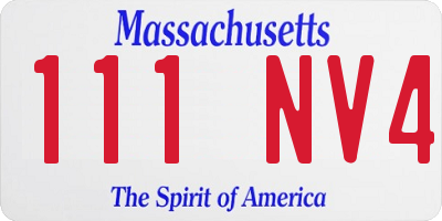 MA license plate 111NV4