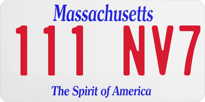MA license plate 111NV7