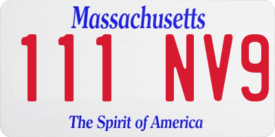 MA license plate 111NV9