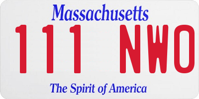 MA license plate 111NW0