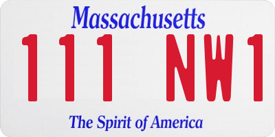 MA license plate 111NW1