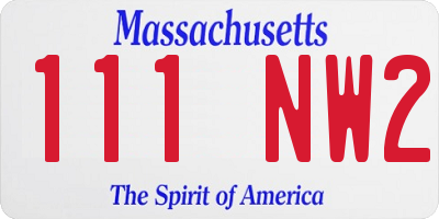 MA license plate 111NW2