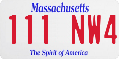 MA license plate 111NW4