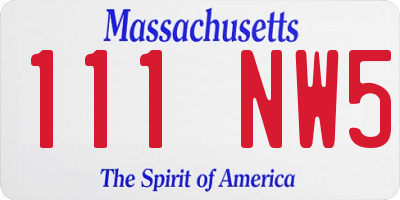 MA license plate 111NW5