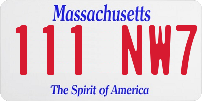 MA license plate 111NW7
