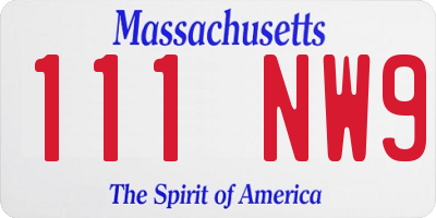 MA license plate 111NW9