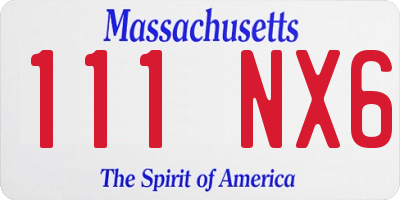 MA license plate 111NX6