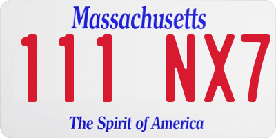 MA license plate 111NX7