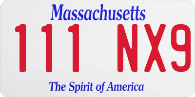 MA license plate 111NX9