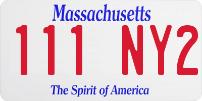 MA license plate 111NY2