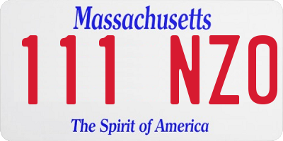 MA license plate 111NZ0
