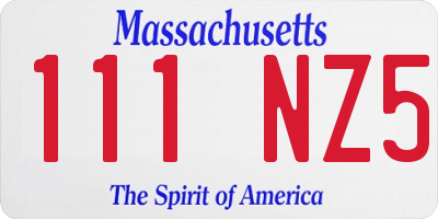 MA license plate 111NZ5
