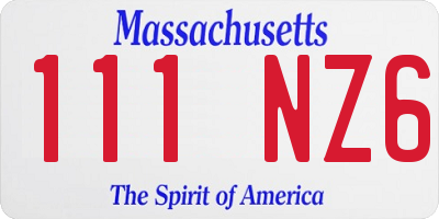 MA license plate 111NZ6