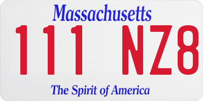 MA license plate 111NZ8