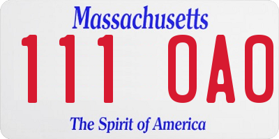 MA license plate 111OA0