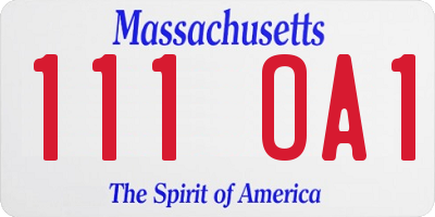 MA license plate 111OA1