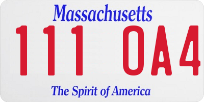 MA license plate 111OA4