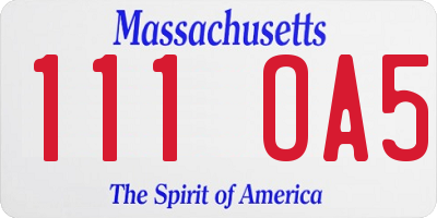 MA license plate 111OA5